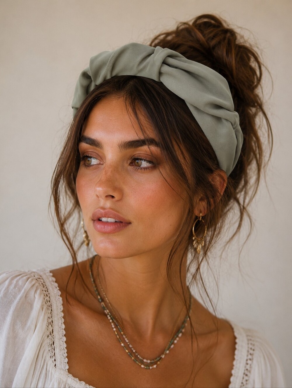 Handmade Sage Green Cinched Headband Boho Minimalist Hair Accessory